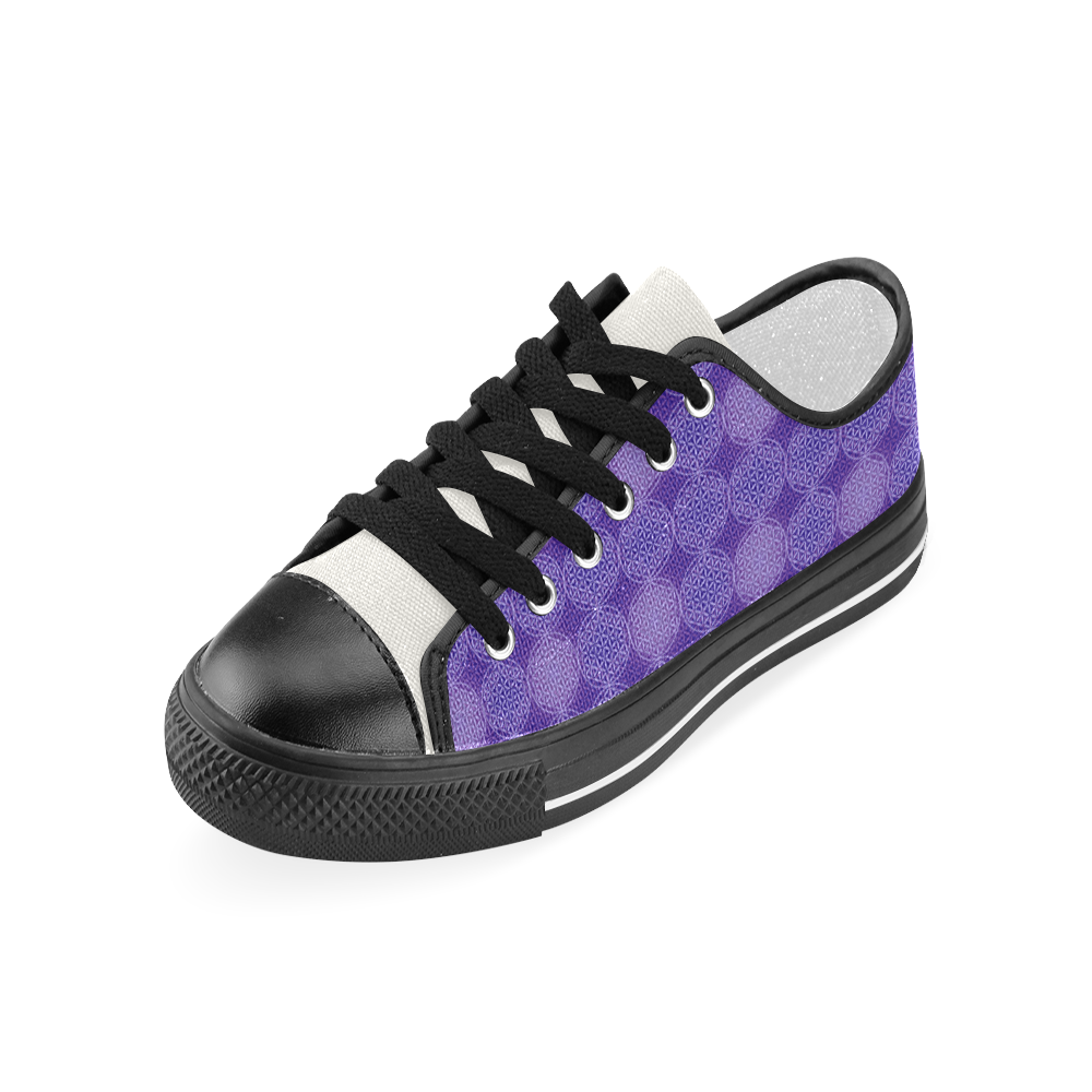 FLOWER OF LIFE stamp pattern purple violet Women's Classic Canvas Shoes (Model 018)