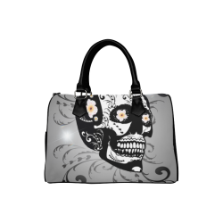 Wonderful sugar skull in black and white Boston Handbag (Model 1621)