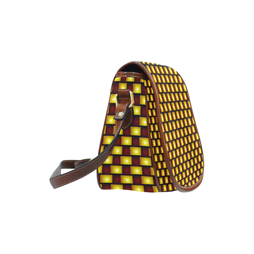Interwoven Highlights - Yellow And Red Saddle Bag/Small (Model 1649) Full Customization