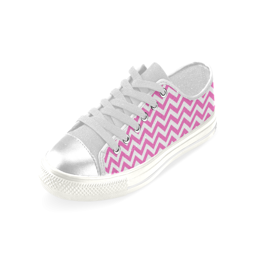 HIPSTER zigzag chevron pattern white Women's Classic Canvas Shoes (Model 018)