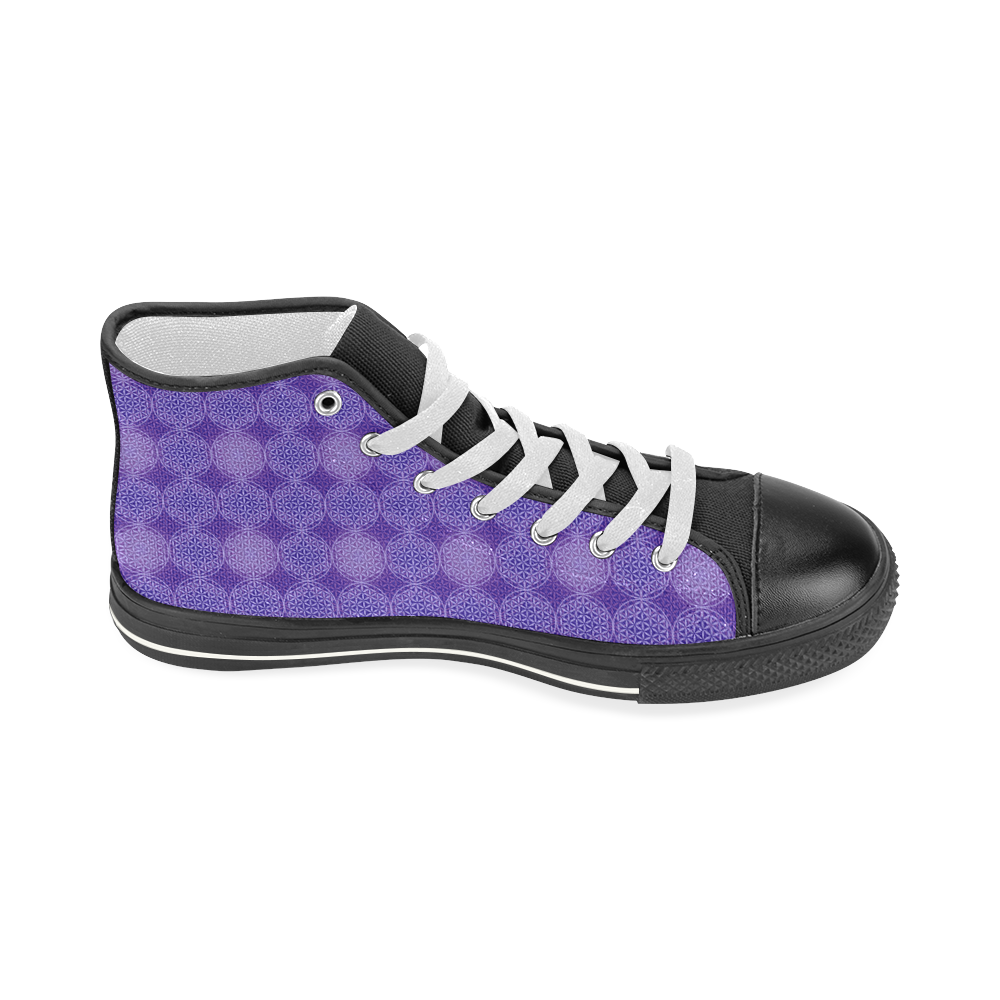 FLOWER OF LIFE stamp pattern purple violet Women's Classic High Top Canvas Shoes (Model 017)