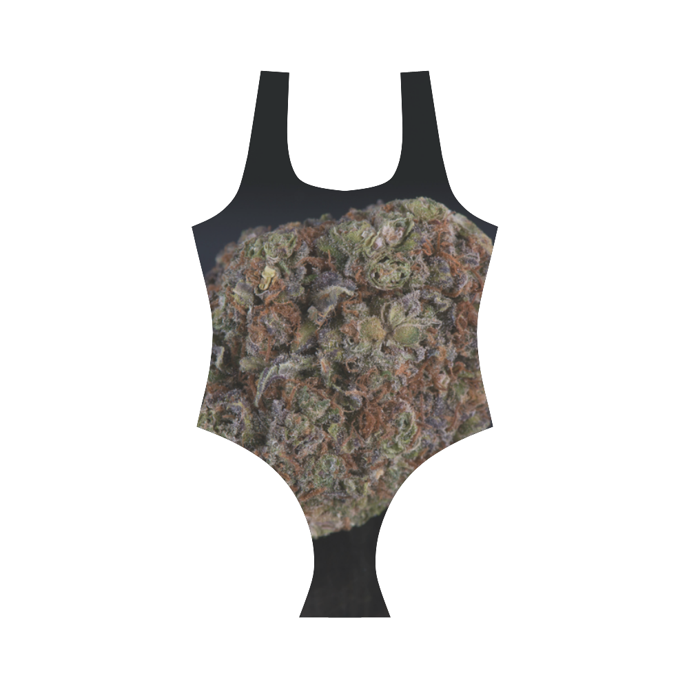 Medicinal Medical Marijuana on Black Vest One Piece Swimsuit (Model S04)