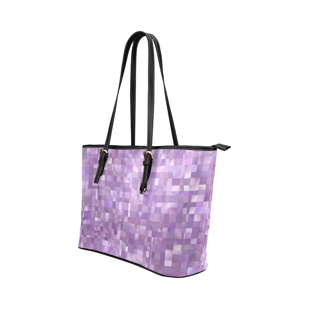 Purple Pearl Mosaic Leather Tote Bag/Large (Model 1651)