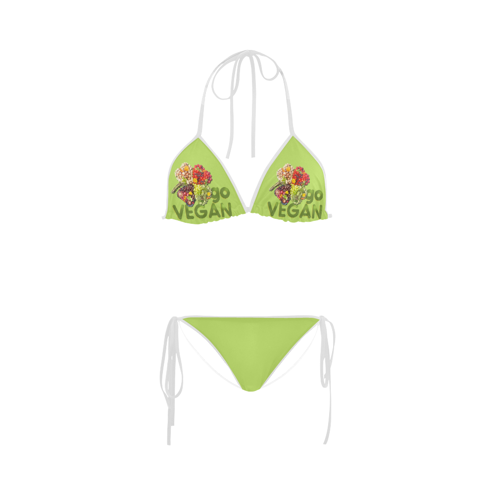 Go Vegan Clover Think Green Fruits Vegetables Custom Bikini Swimsuit