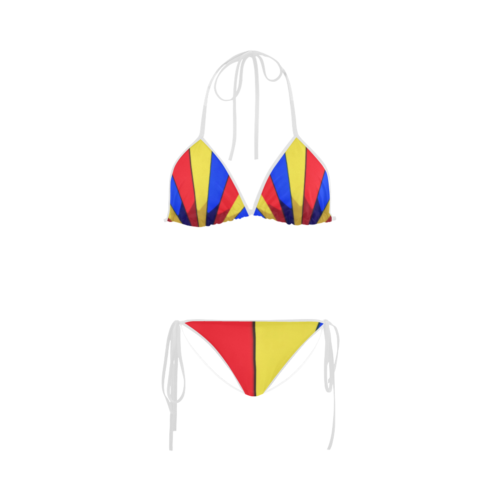 Stripes Yellow Blue Red Custom Bikini Swimsuit