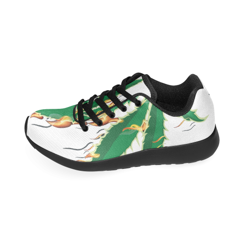 Flaming Marijuana Leaf Men’s Running Shoes (Model 020)