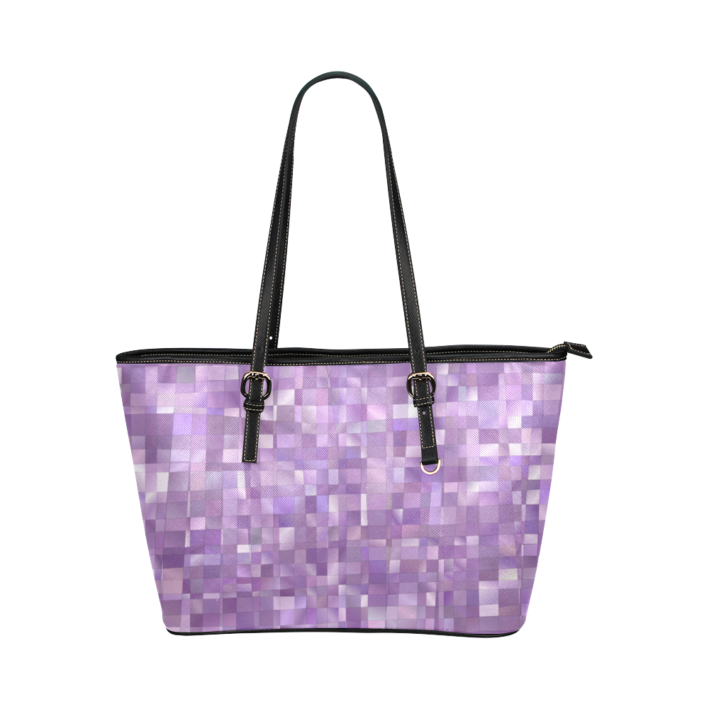 Purple Pearl Mosaic Leather Tote Bag/Large (Model 1651)