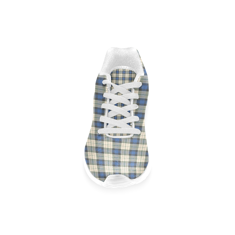 Classic Tartan Squares Fabric - blue beige Women’s Running Shoes (Model 020)