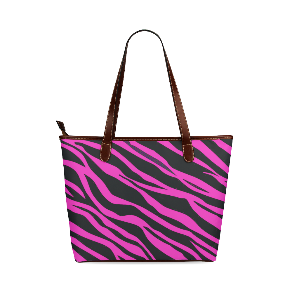 Hot Pink Zebra Stripes Shoulder Tote Bag (Model 1646)