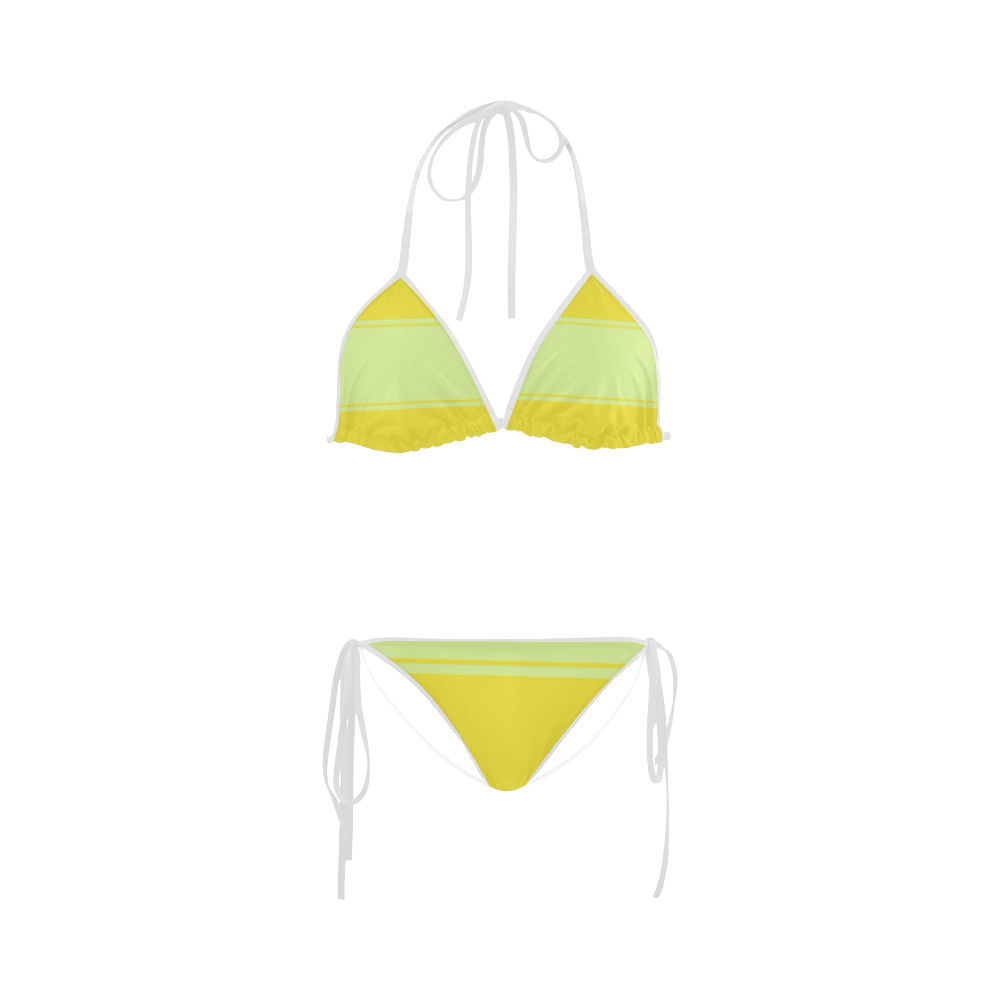 Lightgreen Yellow Ribbon Custom Bikini Swimsuit
