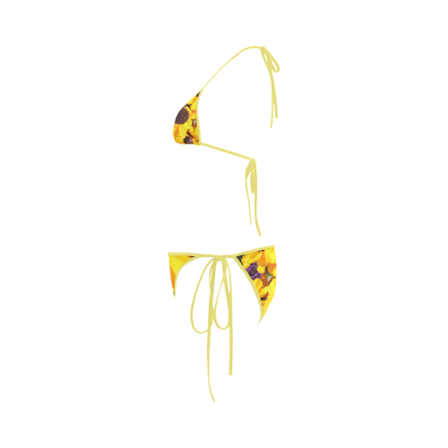 Yellow Flowers Custom Bikini Swimsuit