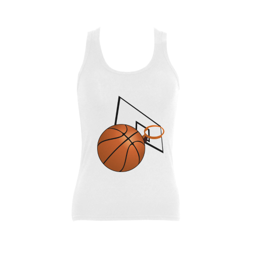 Basketball And Hoop Women's Shoulder-Free Tank Top (Model T35)