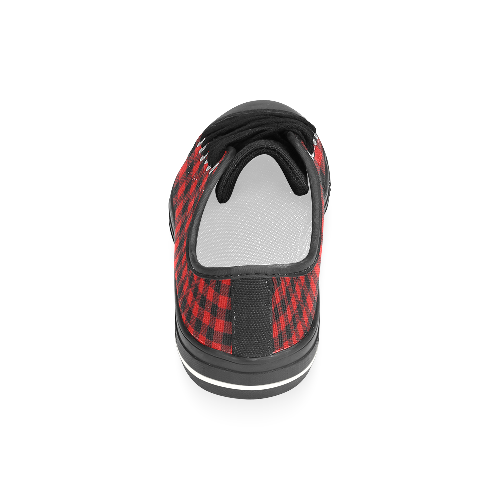 LUMBERJACK Squares Fabric - red black Women's Classic Canvas Shoes (Model 018)