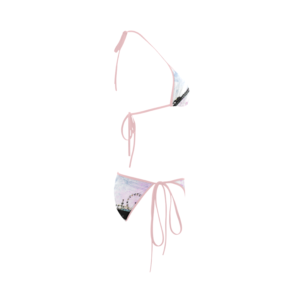 Pink Grunge Santa Monica Pier (pink) Custom Bikini Swimsuit | ID: D390716