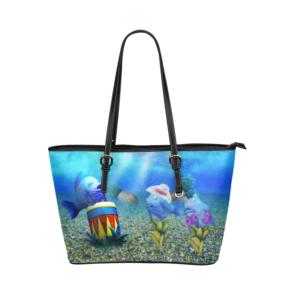 The Singing Fish Leather Tote Bag/Small (Model 1651)