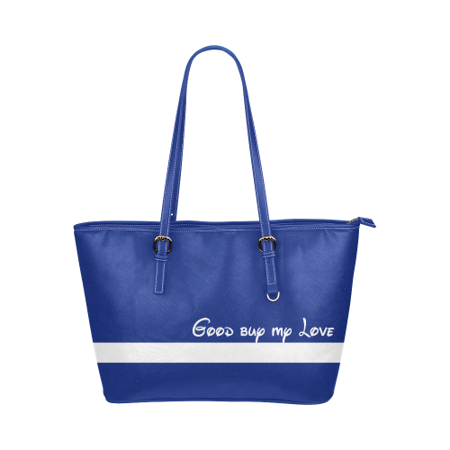 WHITE STRIPE + Message: Good buy my Love Leather Tote Bag/Small (Model 1651)