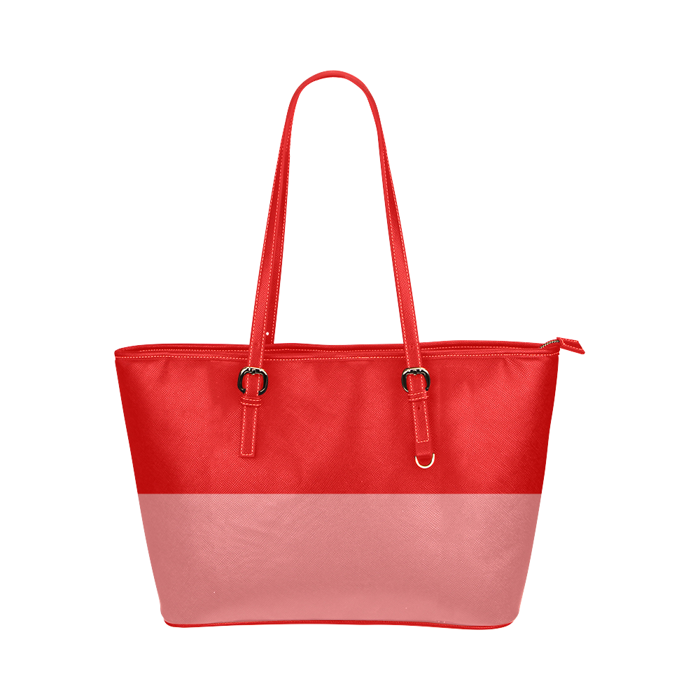 Only two Colors - red mix + your ideas Leather Tote Bag/Large (Model 1651)