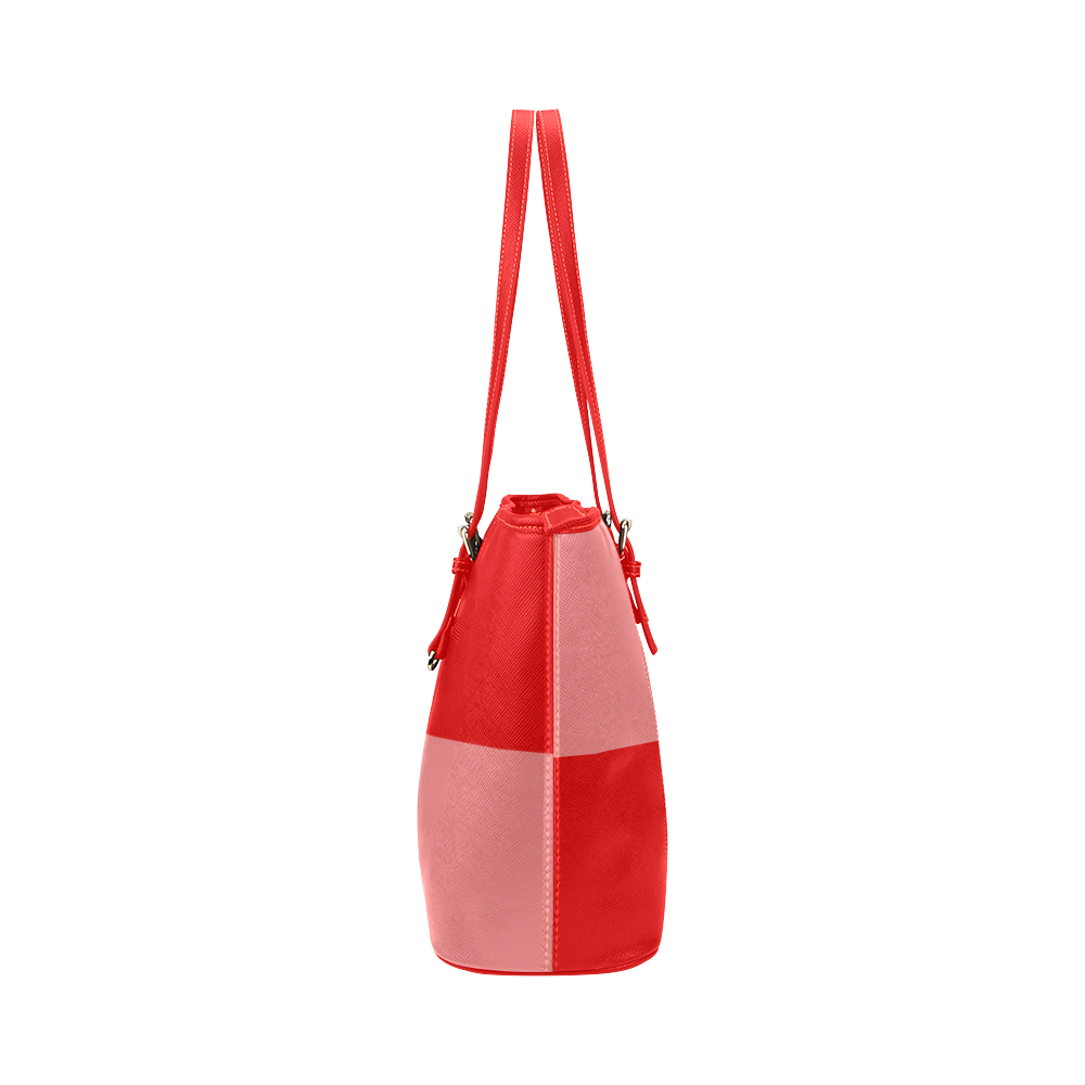 Only two Colors - red mix + your ideas Leather Tote Bag/Large (Model 1651)