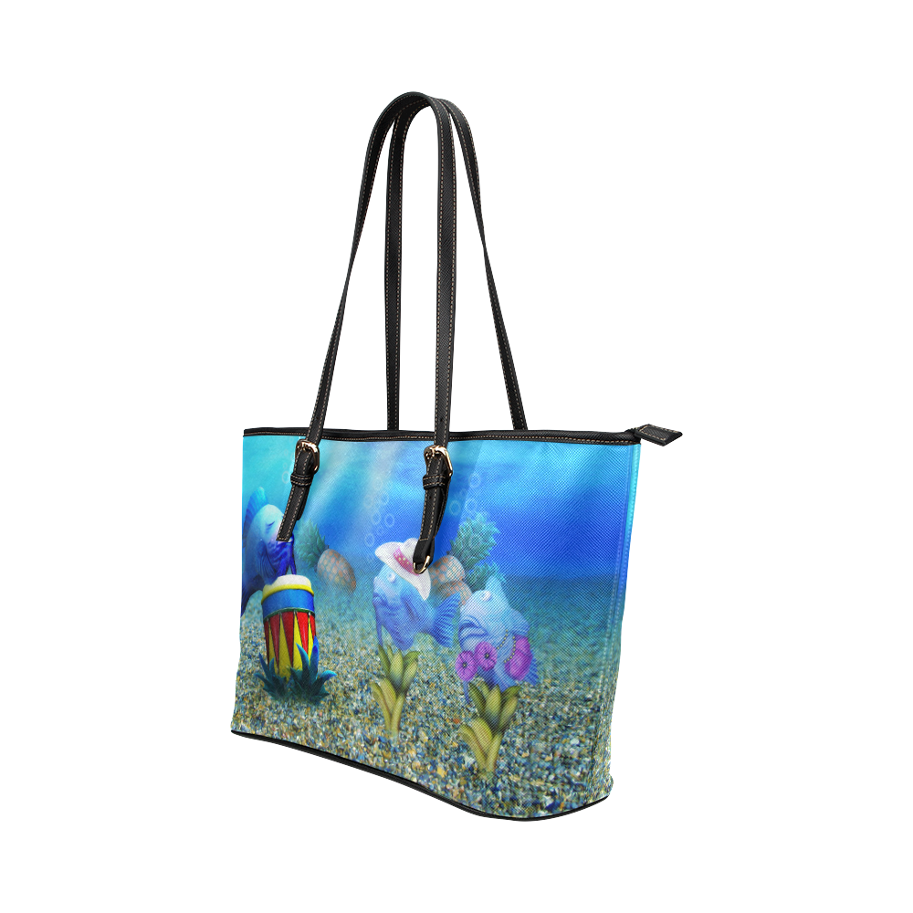 The Singing Fish Leather Tote Bag/Small (Model 1651)