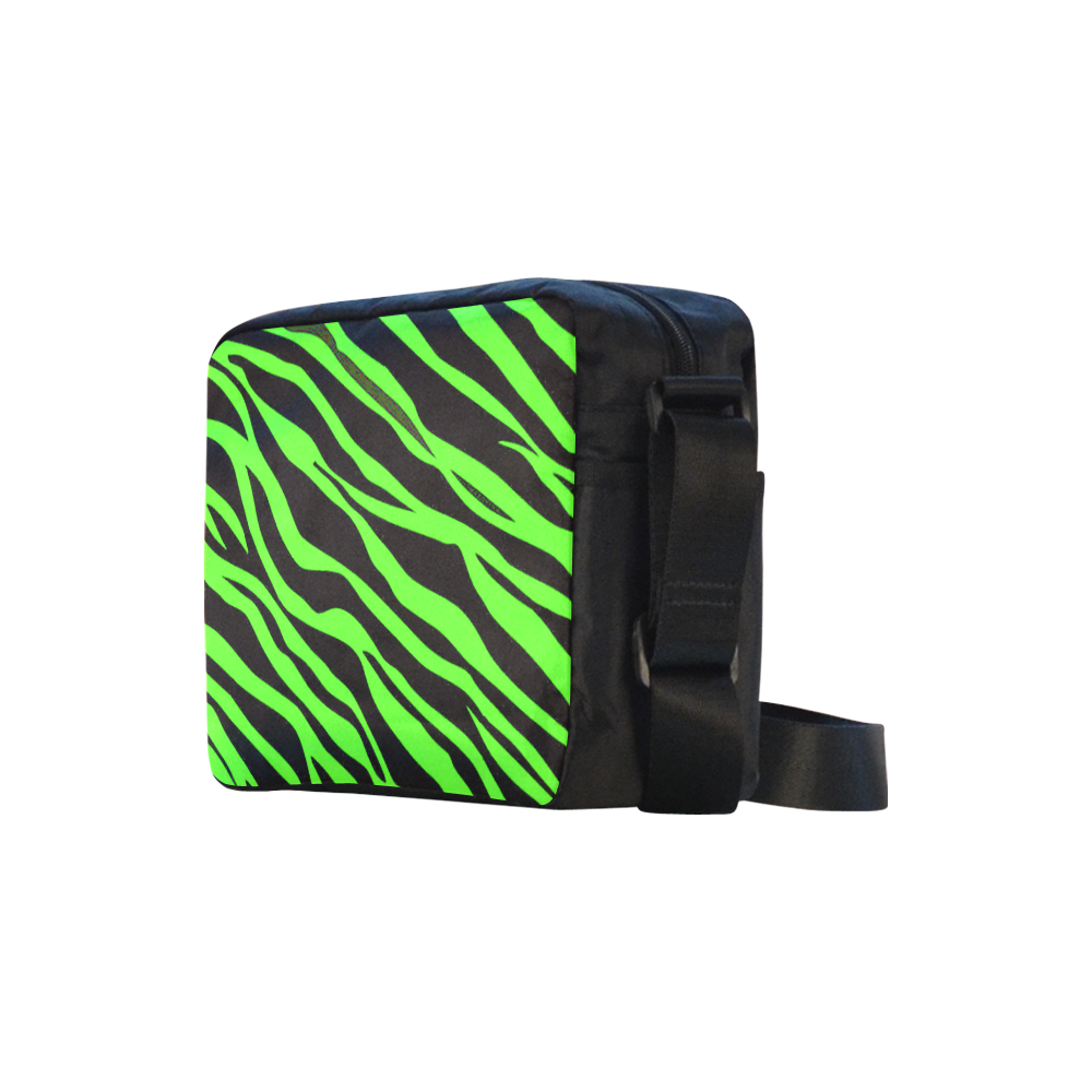 Neon Green Zebra Stripes Classic Cross-body Nylon Bags (Model 1632)