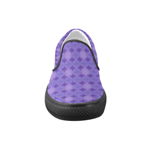 FLOWER OF LIFE stamp pattern purple violet Women's Unusual Slip-on Canvas Shoes (Model 019)