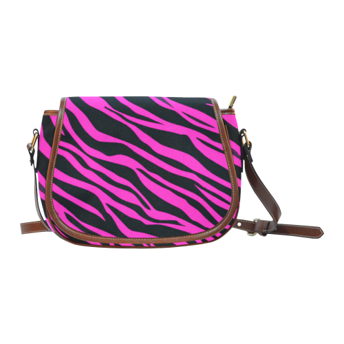 Hot Pink Zebra Stripes Saddle Bag/Small (Model 1649) Full Customization