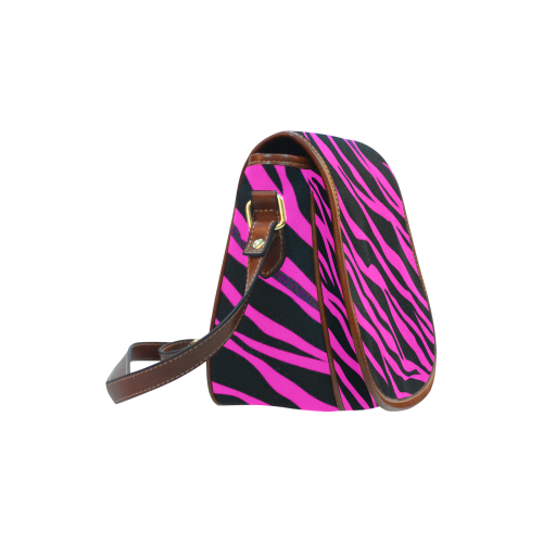 Hot Pink Zebra Stripes Saddle Bag/Large (Model 1649)