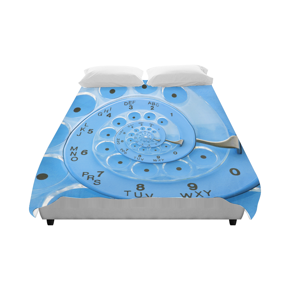 Retro Vintage Blue Rotary Dial Spiral Droste Duvet Cover 86"x70" ( All-over-print)