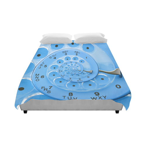 Retro Vintage Blue Rotary Dial Spiral Droste Duvet Cover 86"x70" ( All-over-print)