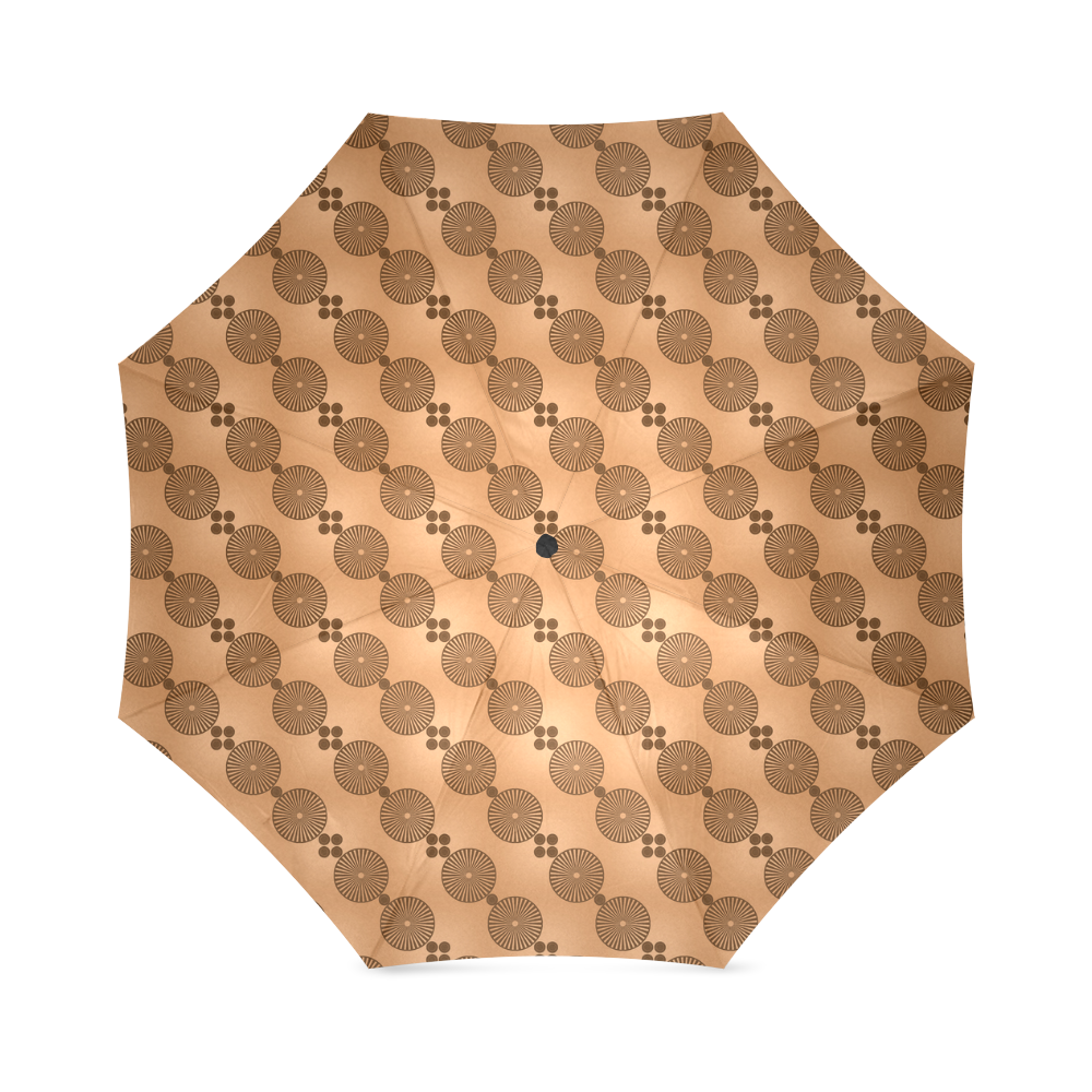 Brown Chocolate Wheels Pattern Foldable Umbrella (Model U01)