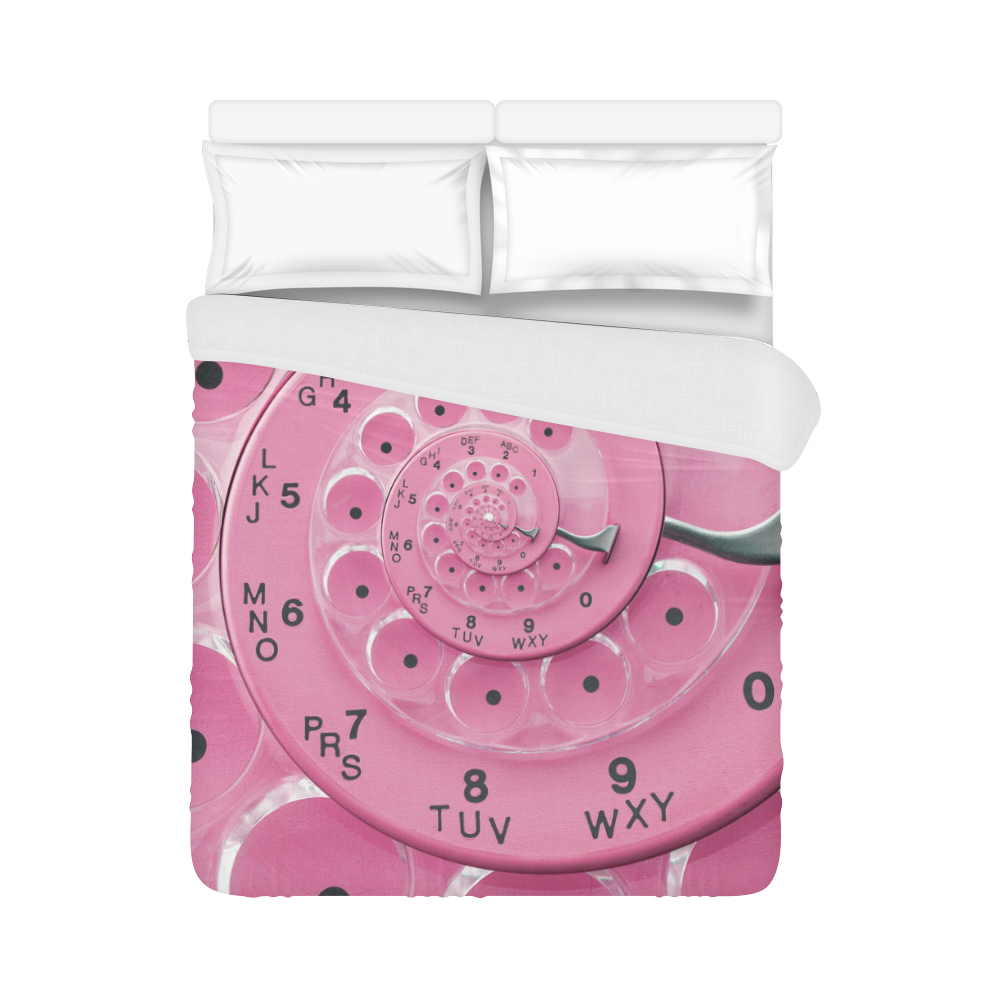 Retro Vintage Pink Rotary Dial Spiral Droste Duvet Cover 86"x70" ( All-over-print)