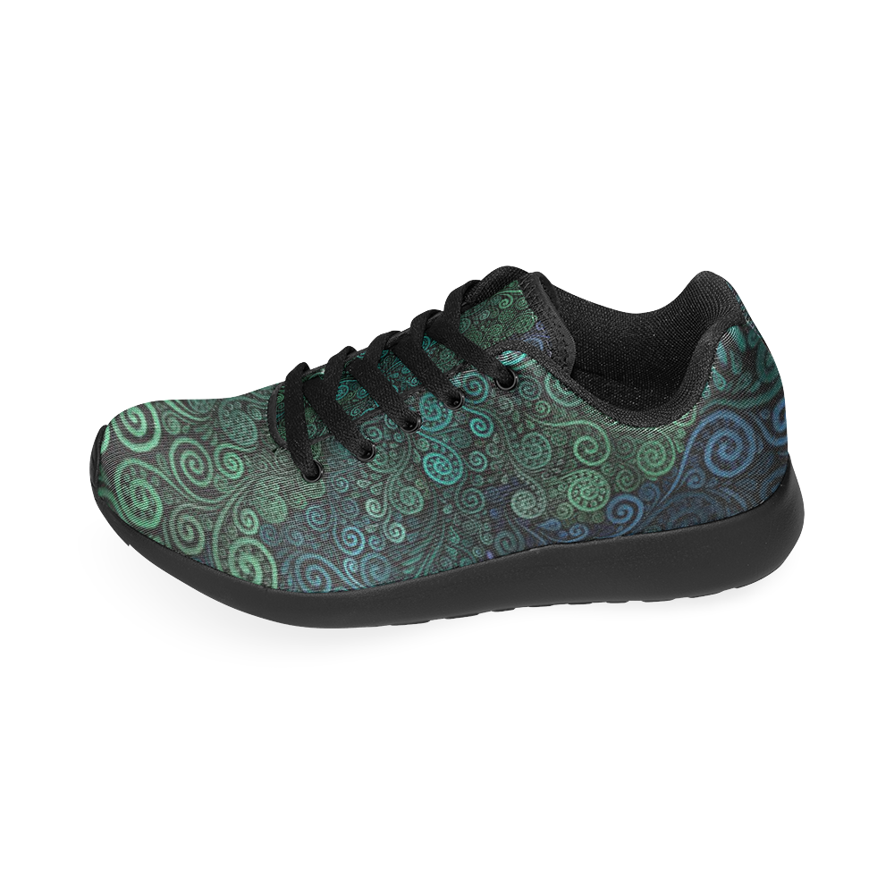 Turquoise 3D Rose Women’s Running Shoes (Model 020)