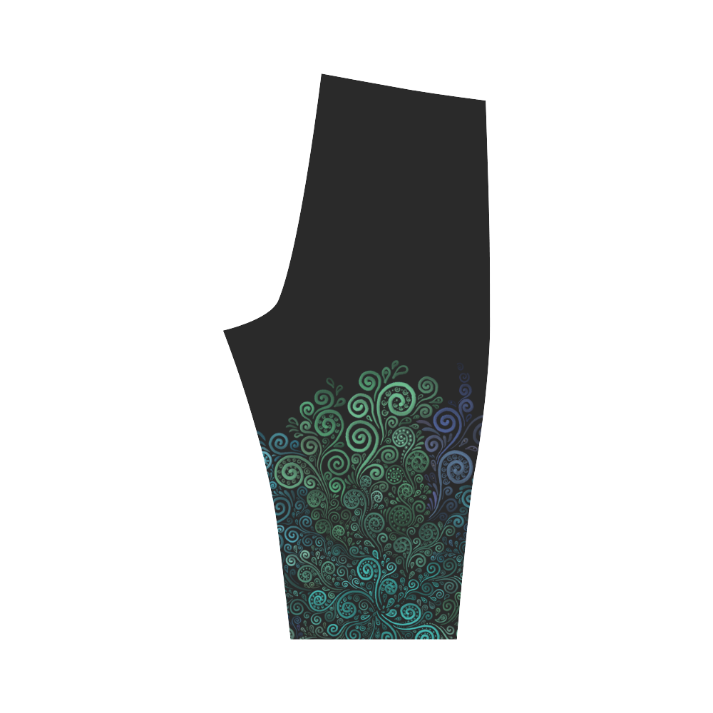 Turquoise, 3D Hestia Cropped Leggings (Model L03)