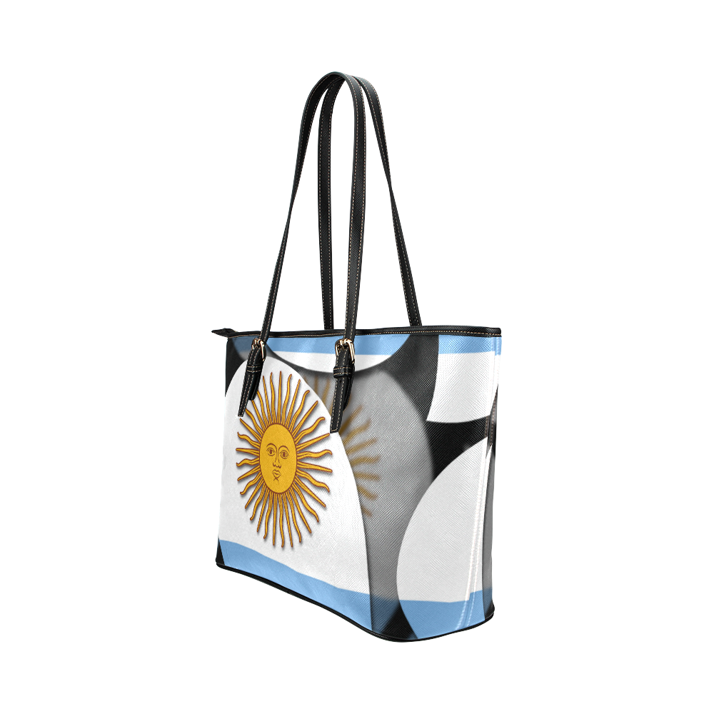 The Flag of Argentina Leather Tote Bag/Large (Model 1651)