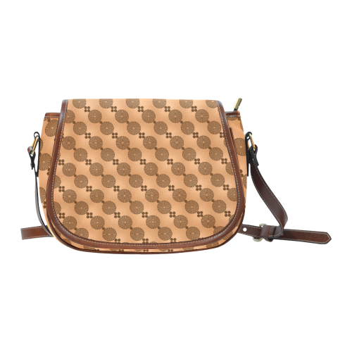 Brown Chocolate Wheels Pattern Saddle Bag/Small (Model 1649) Full Customization