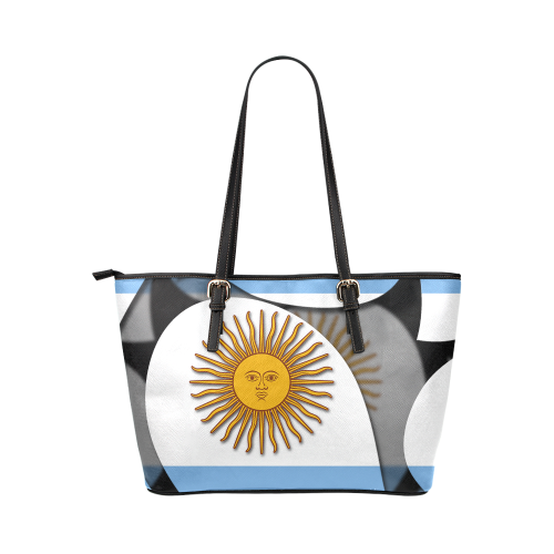 The Flag of Argentina Leather Tote Bag/Large (Model 1651)