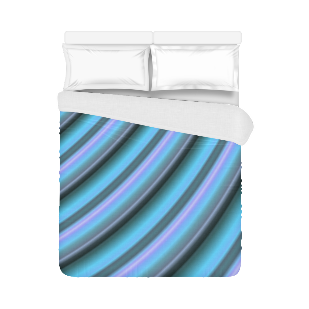 Light Blue Gradient Stripes Duvet Cover 86"x70" ( All-over-print)