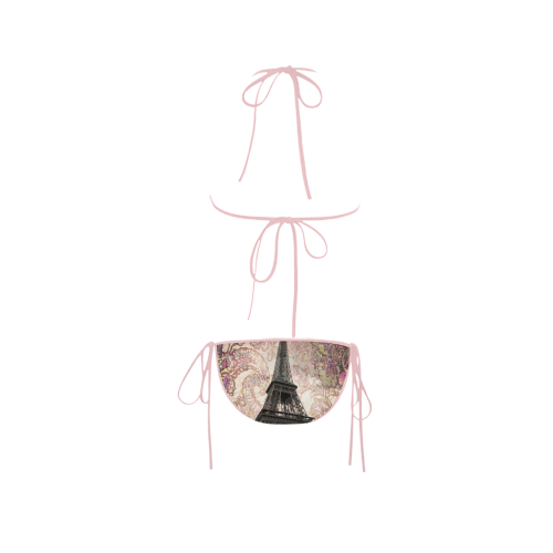 Floral Eiffel Tower (pastel pink) Custom Bikini Swimsuit