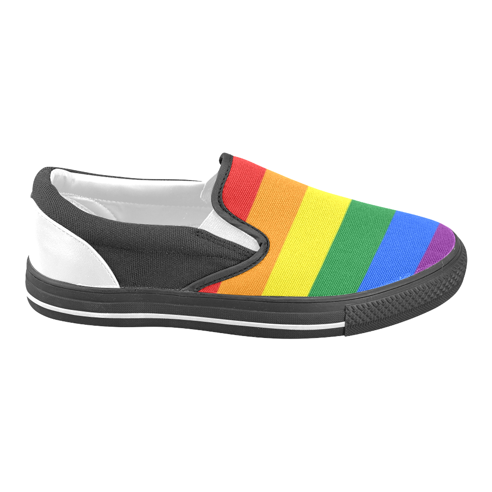 Gay Pride Rainbow Flag Stripes Women's Unusual Slip-on Canvas Shoes (Model 019)