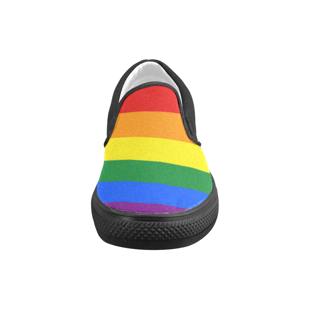 Gay Pride Rainbow Flag Stripes Women's Unusual Slip-on Canvas Shoes (Model 019)