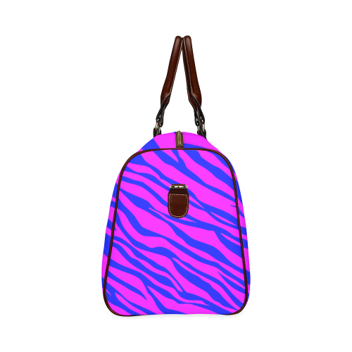 Hot Pink Blue Zebra Stripes Waterproof Travel Bag/Small (Model 1639)
