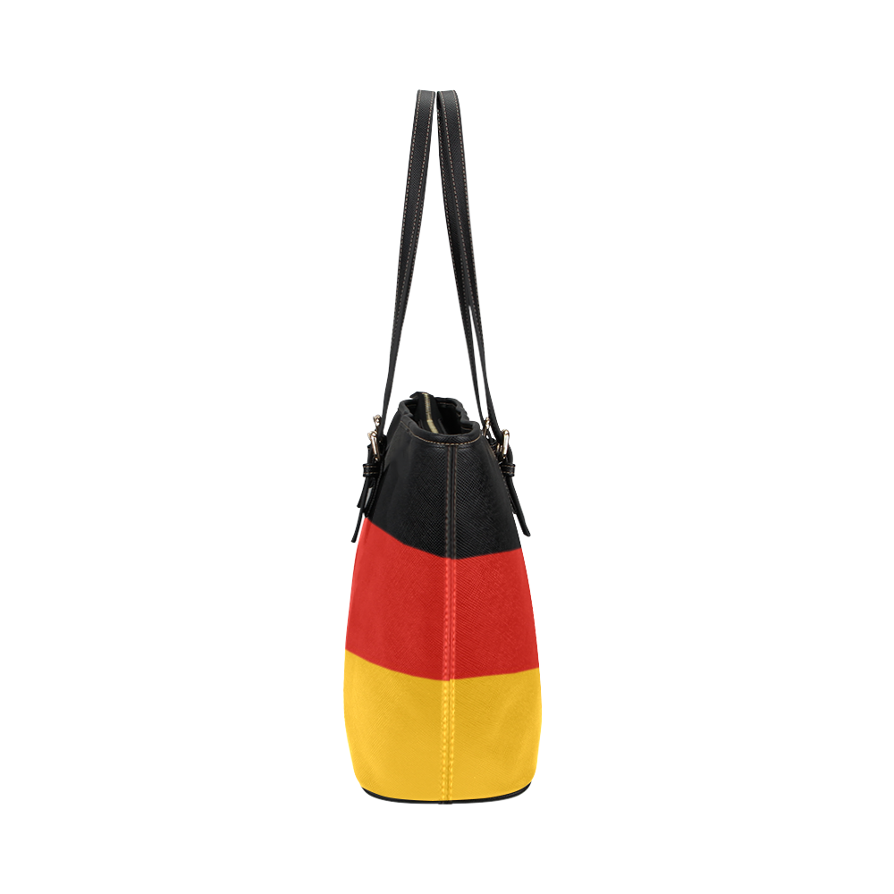 German Flag Colored Stripes Leather Tote Bag/Small (Model 1651)