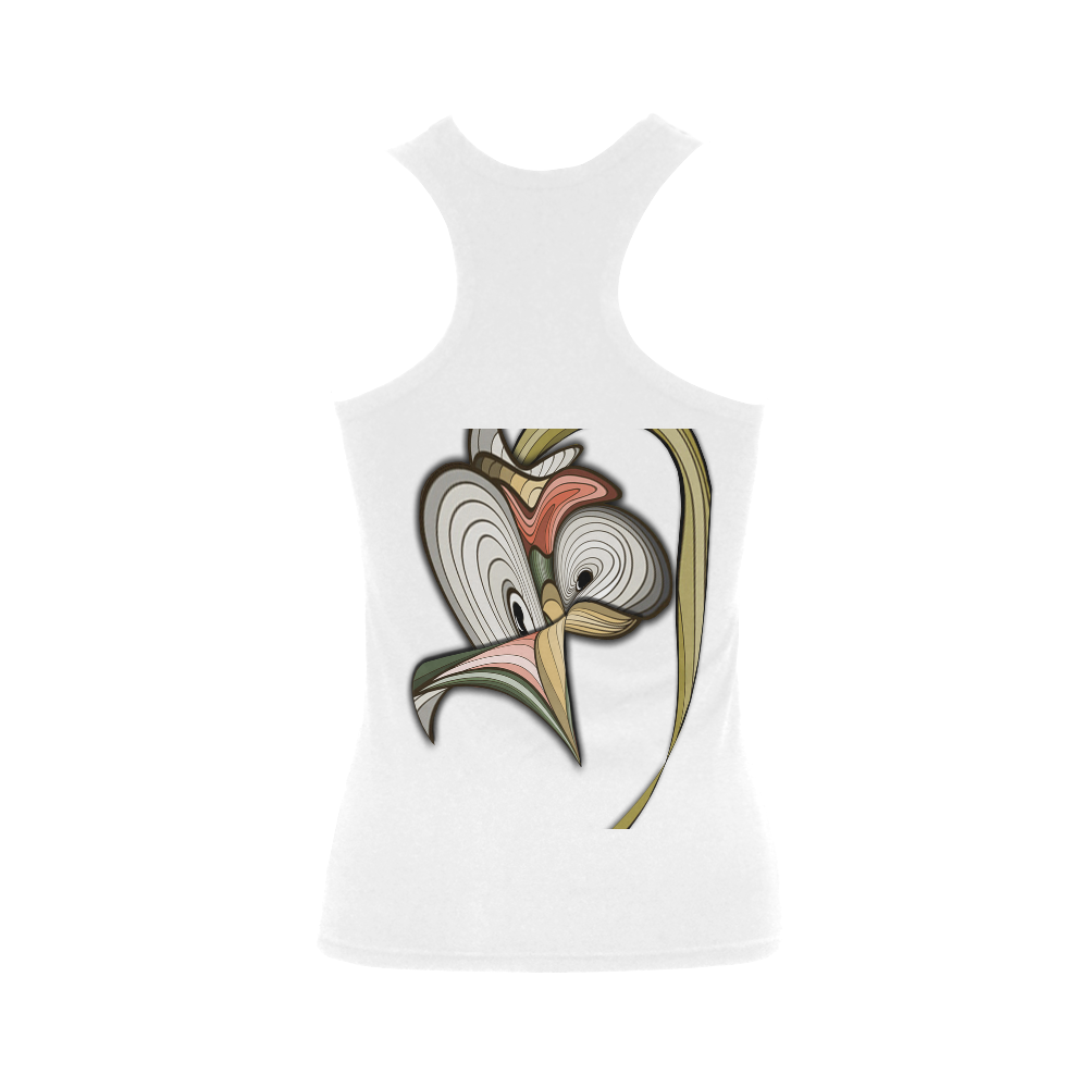 Abstract flower face Women's Shoulder-Free Tank Top (Model T35)