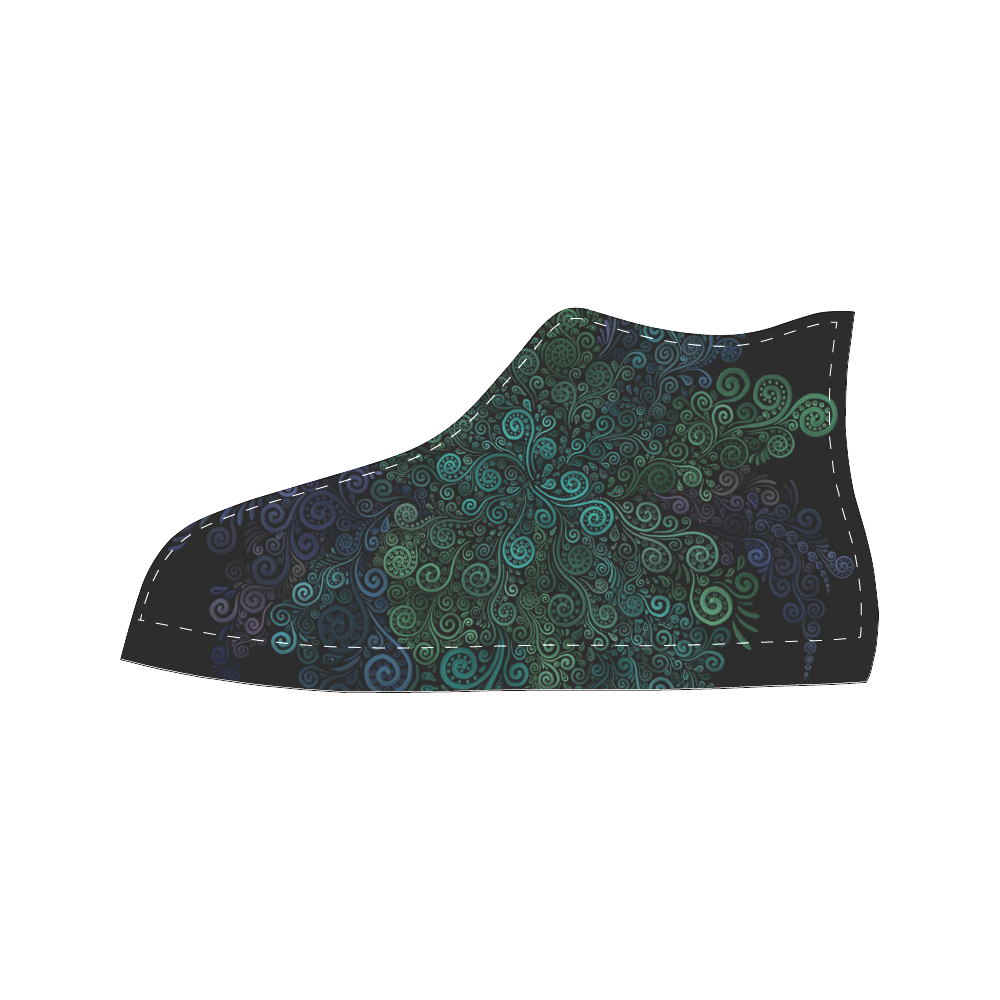 Turquoise 3D Rose Men’s Classic High Top Canvas Shoes (Model 017)