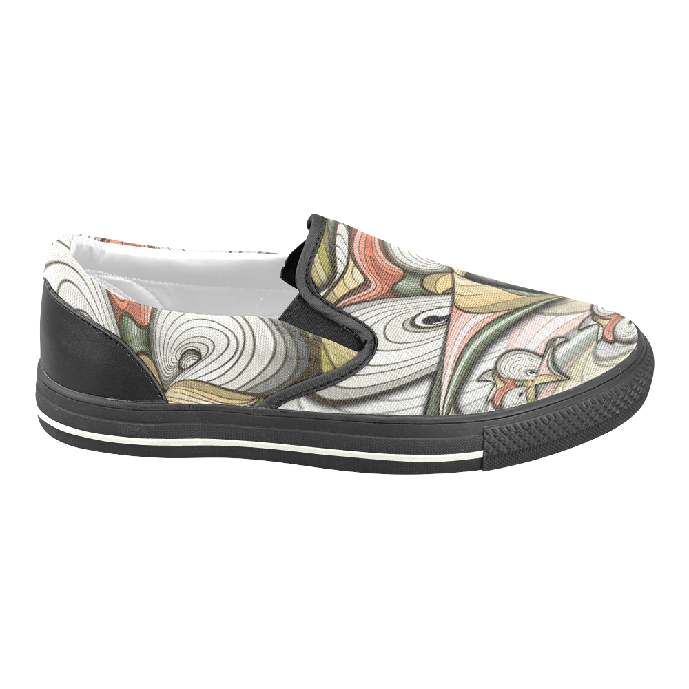 Abstract flowers Women's Unusual Slip-on Canvas Shoes (Model 019)