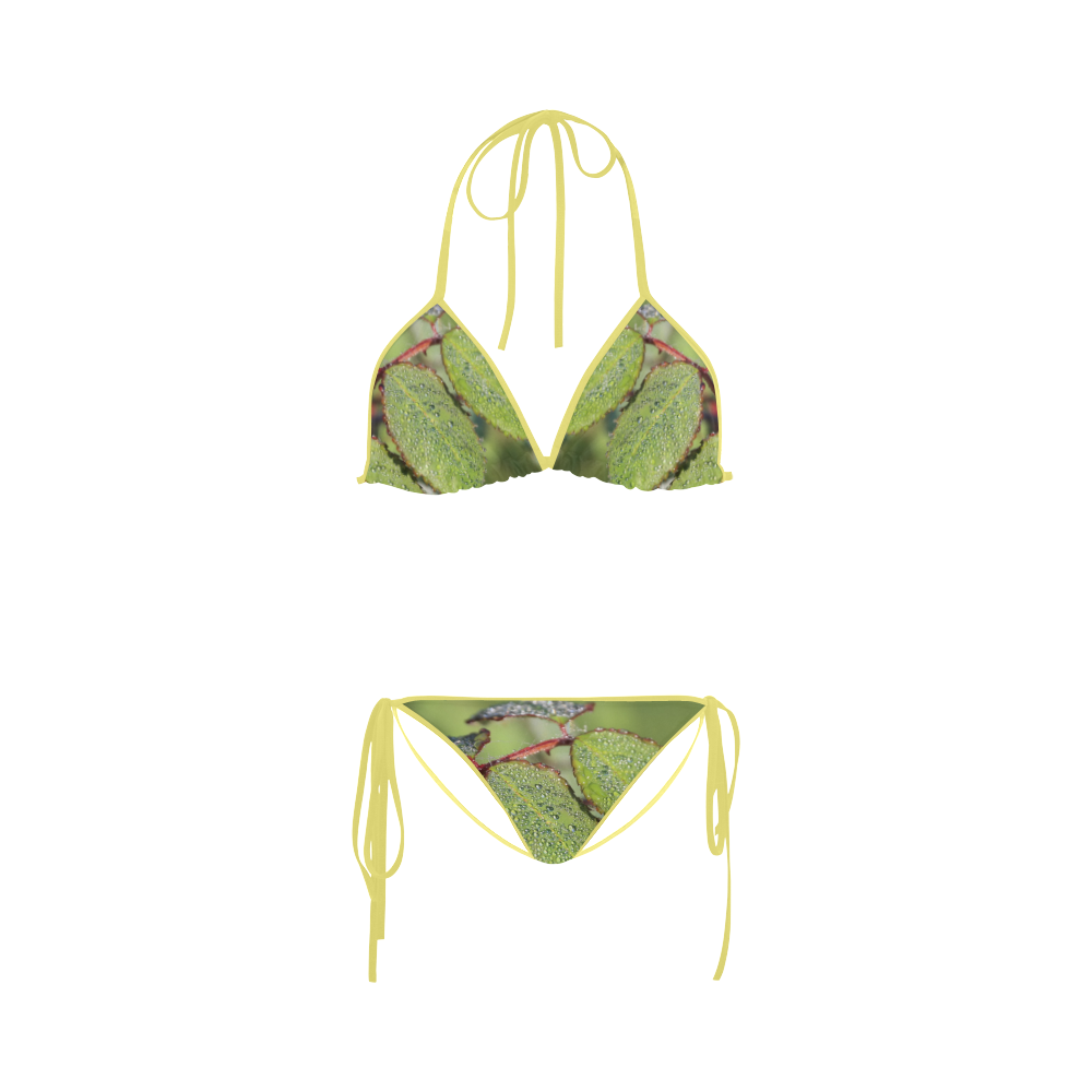 Dewy Green Leaves Custom Bikini Swimsuit