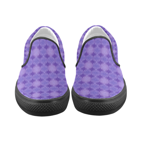 FLOWER OF LIFE stamp pattern purple violet Women's Unusual Slip-on Canvas Shoes (Model 019)