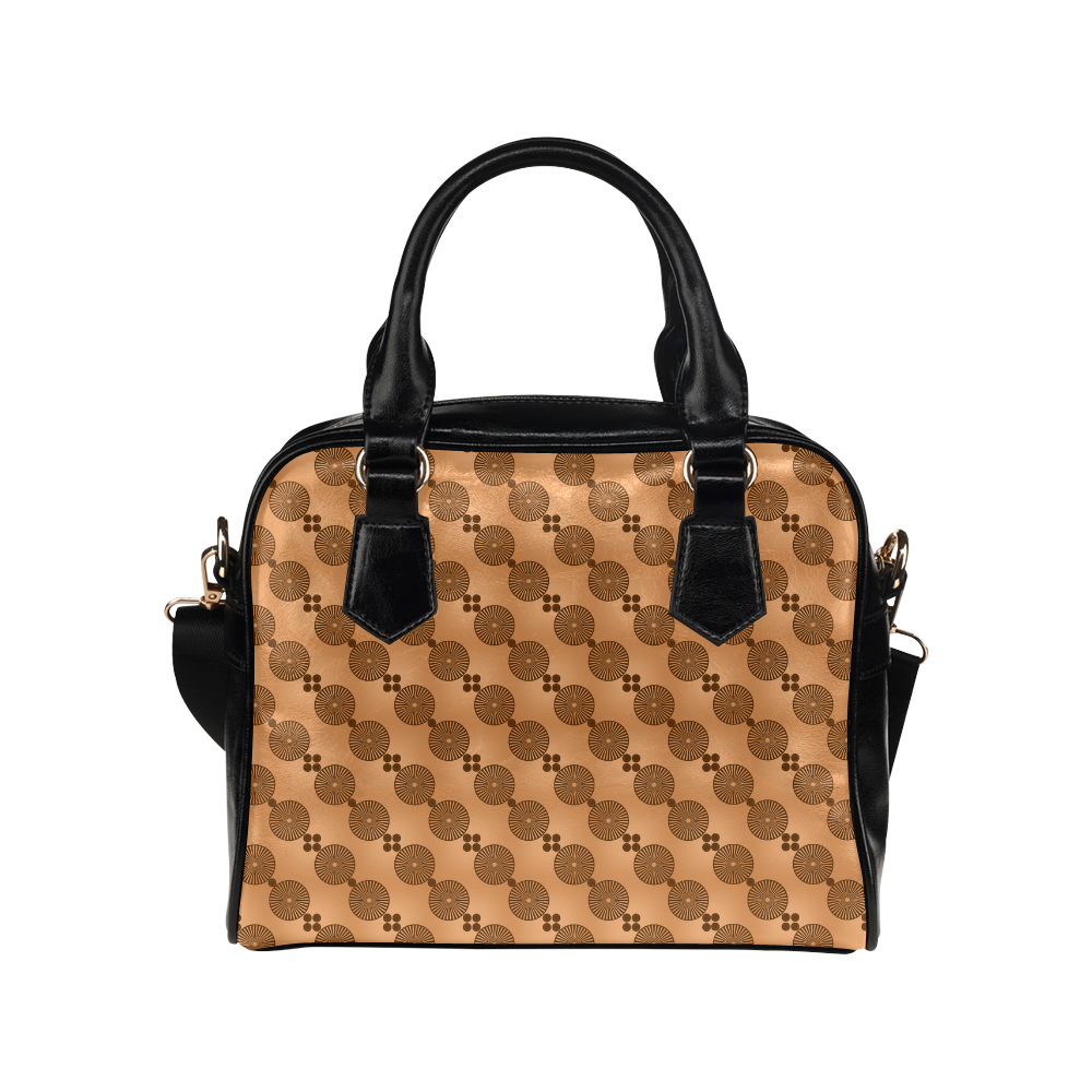 Brown Chocolate Wheels Pattern Shoulder Handbag (Model 1634)