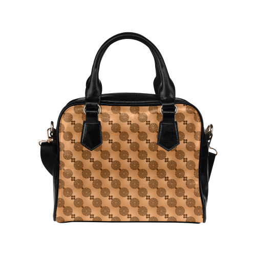 Brown Chocolate Wheels Pattern Shoulder Handbag (Model 1634)