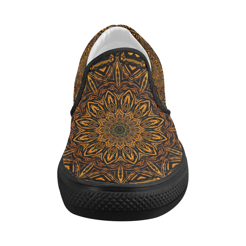 Golden Mandala Women's Slip-on Canvas Shoes (Model 019)